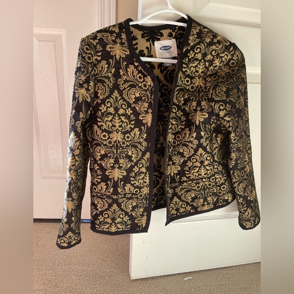 Old Navy Brocade Black and Gold blazer Size S - Picture 2 of 2